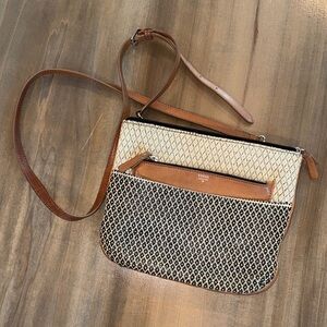 Fossil Tan and Black Patterned Small Crossbody Bag